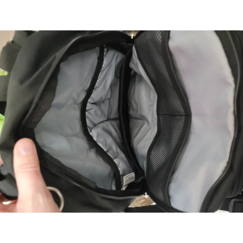 Obersee Oslo Diaper Bag Backpack with Detachable Cooler Black/White Changing Pad